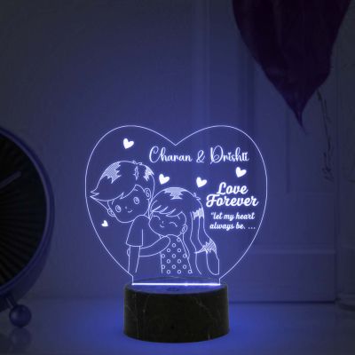 Love Forever Couple Night lamp with Multicolored Light Customized with Name Gift for Loveable Person